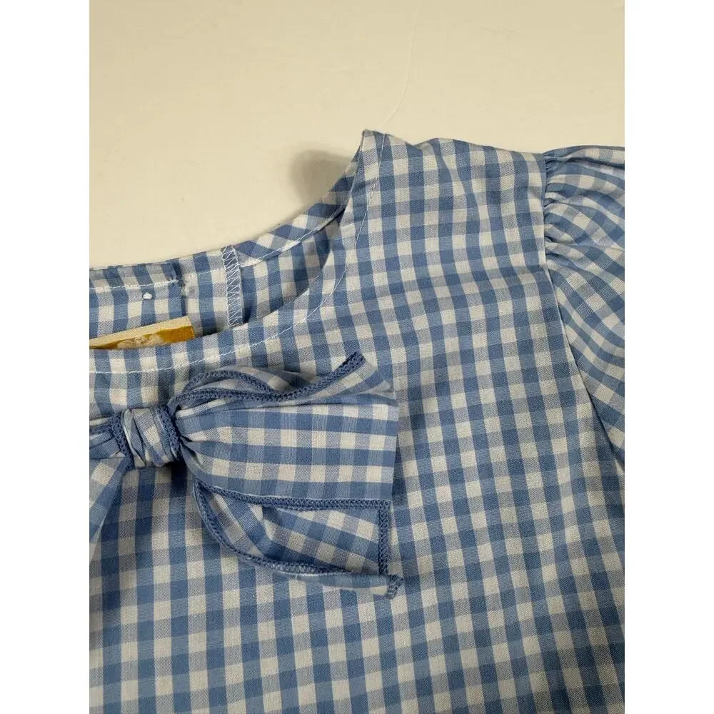 The Beaufort Bonnet Company Blue Gingham Bow Blouse Size 8